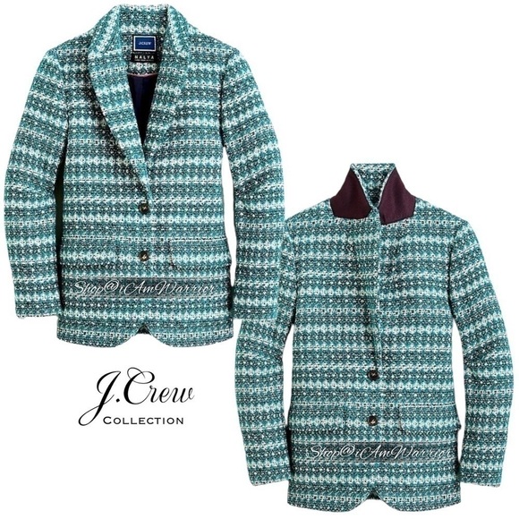 J.Crew Collection NWOT blazer in teal textured Italian Jacquard *shop@iamwarrior - Picture 4 of 13